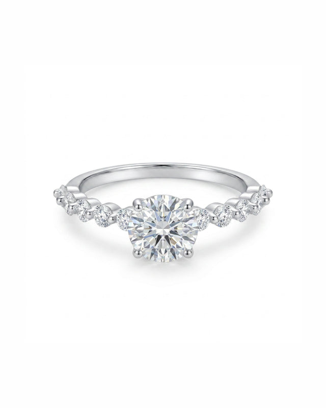 Cascade Round Ring with Side Stones