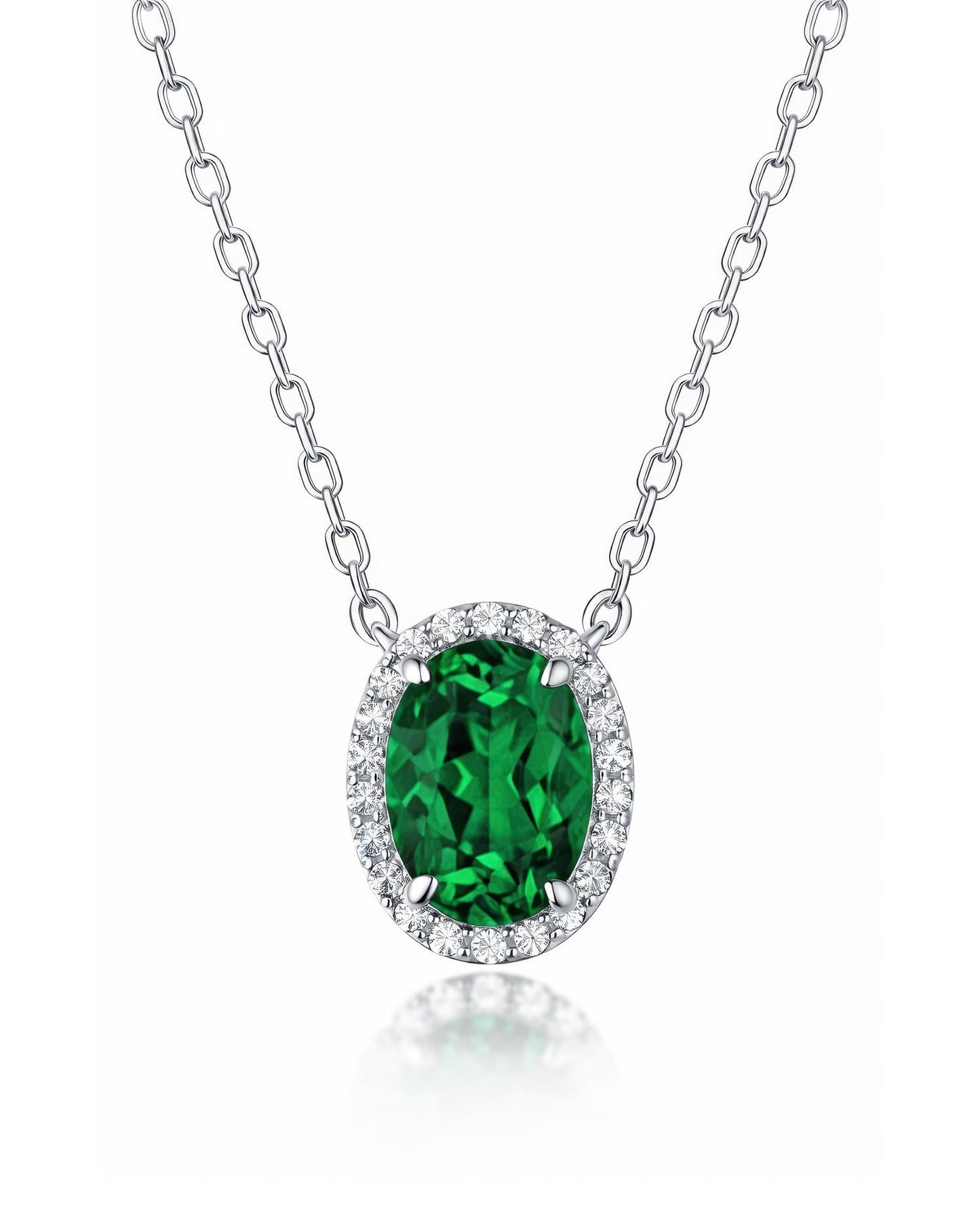 Regal Oval Halo Necklace