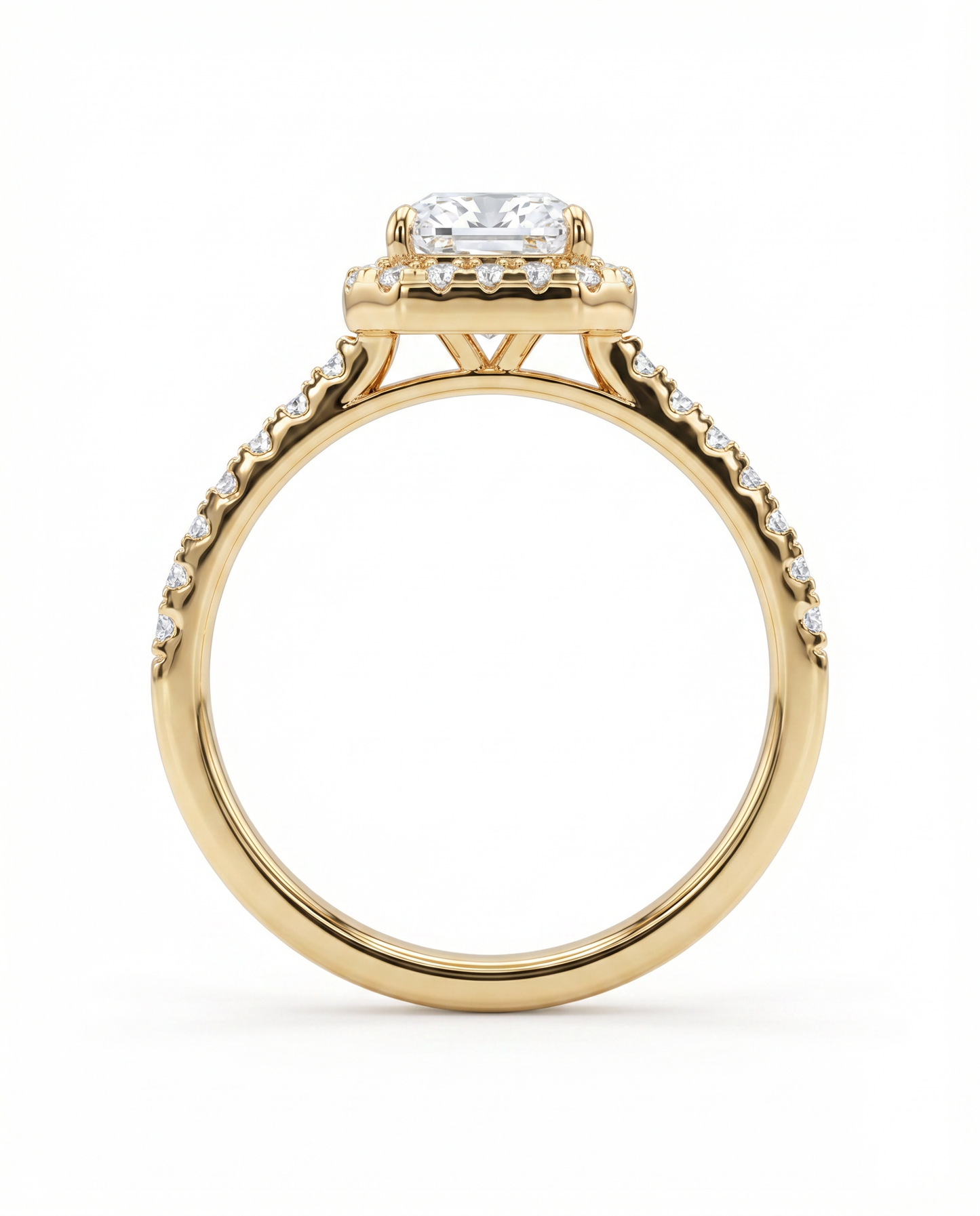 Sera Halo Emerald Pavé Ring