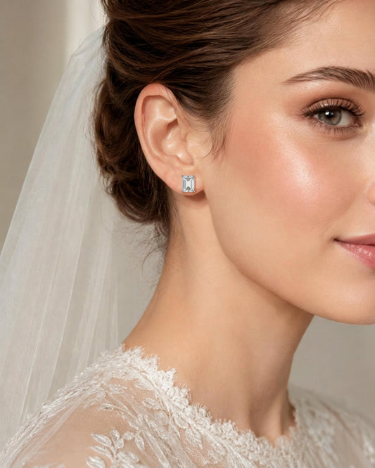 Lumina Solitaire Emerald Stud Earrings