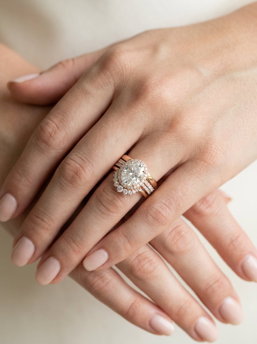 Sera Oval Halo Ring Stack