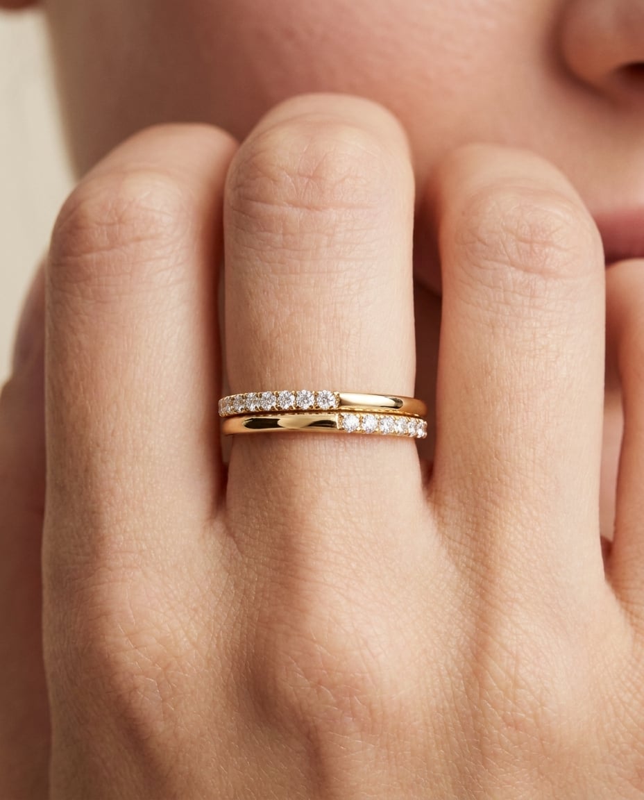 Lumina Oval Double-Row Pavé Ring Stack