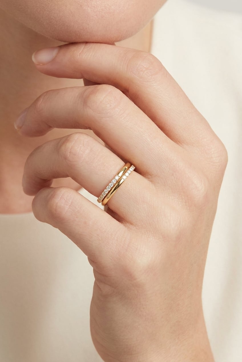 Lune Double-Row Pavé Band Ring