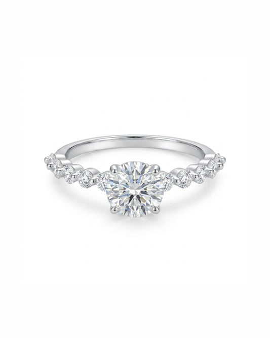 Cascade Round Ring with Side Stones