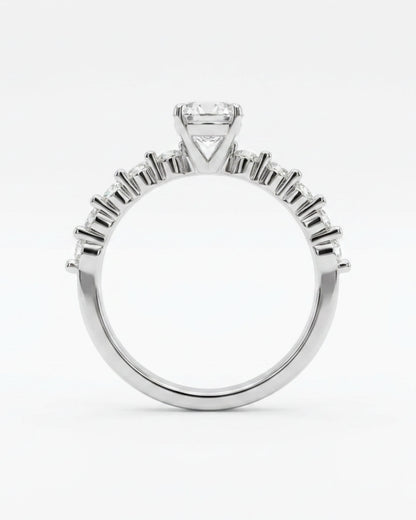 Cascade Round Engagement Ring with Side Round Stones