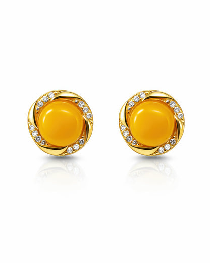 Aurelia Amber Halo Stud Earrings
