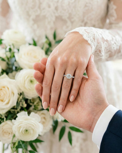 Cascade Round Engagement Ring with Side Round Stones
