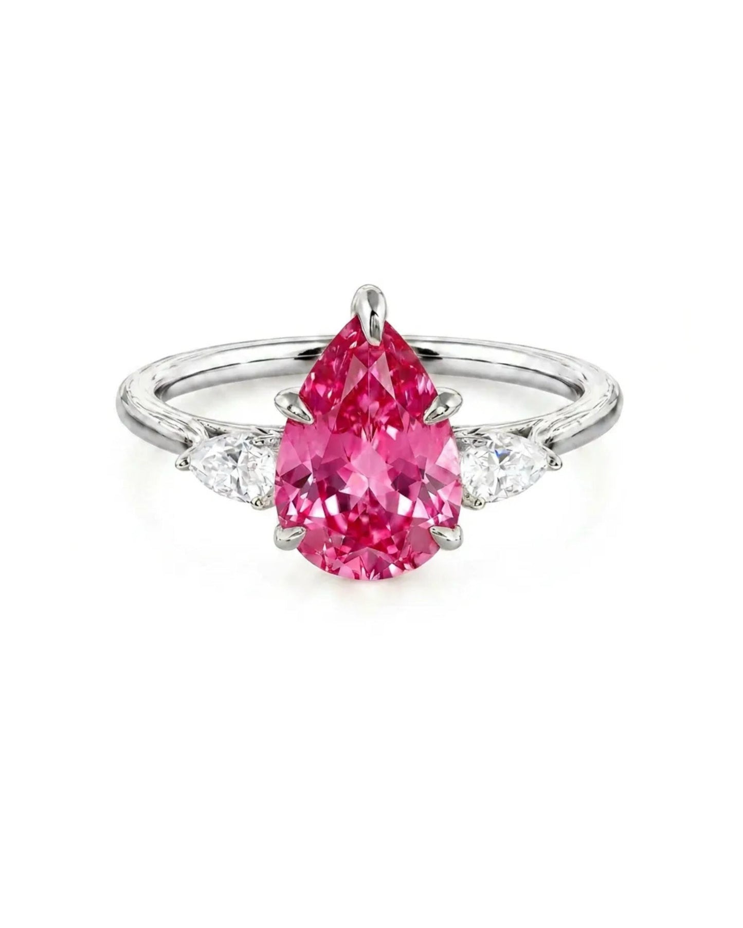 Lumière Trio 3-Stone Padparadscha Pear Ring 3ct