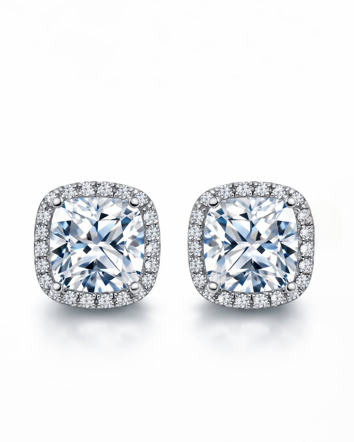 Cushion Halo Stud Earrings