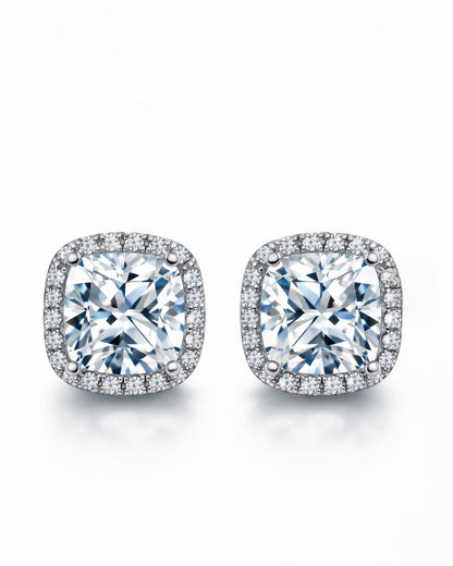 Cushion Halo Stud Earrings