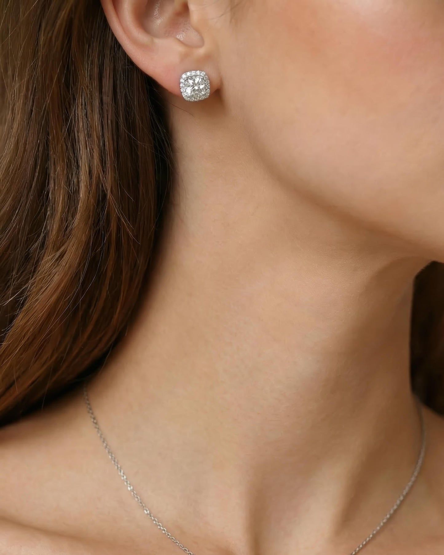 Cushion Halo Stud Earrings