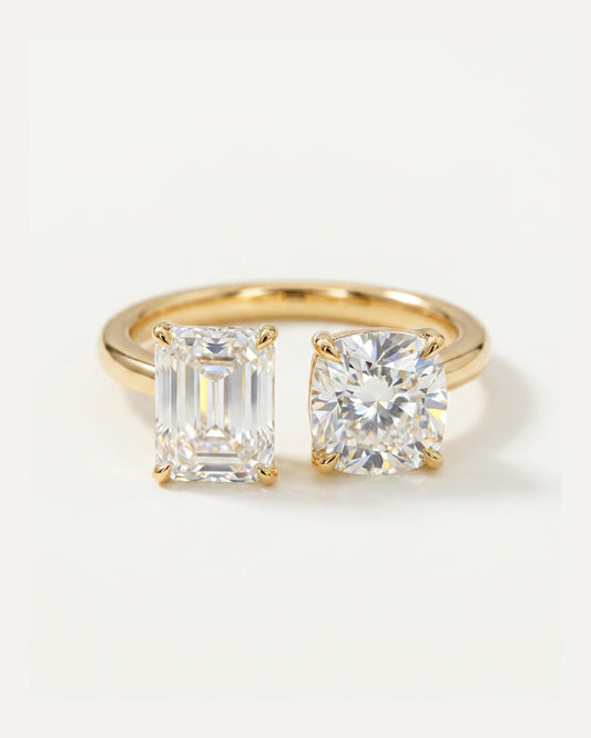 Éloise Emerald & Cushion Toi et Moi Ring