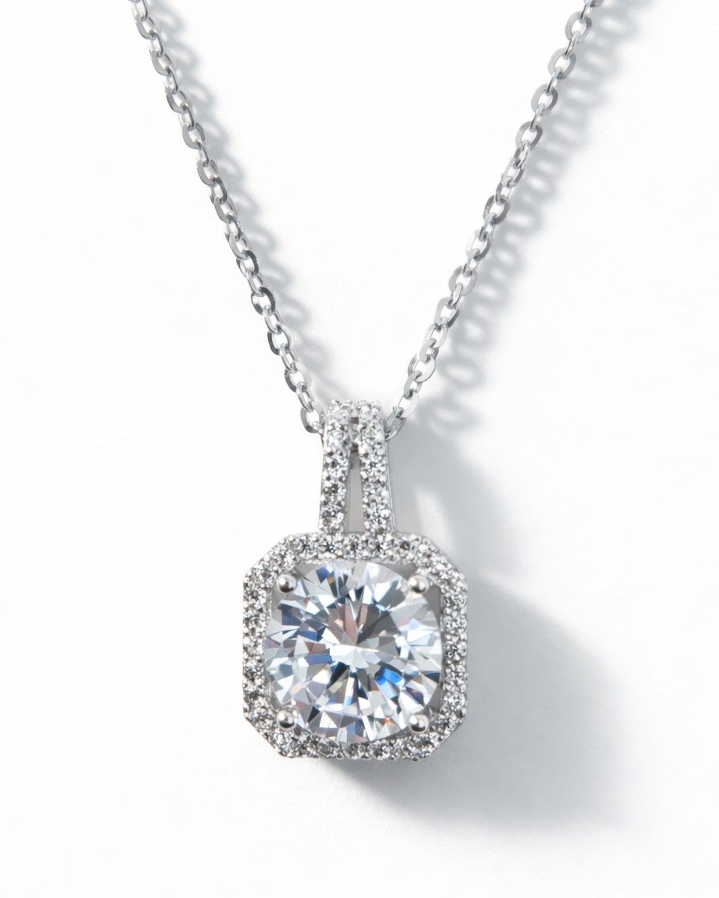 Round Halo Pendant Necklace