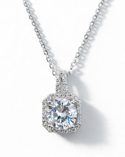 Round Halo Pendant Necklace