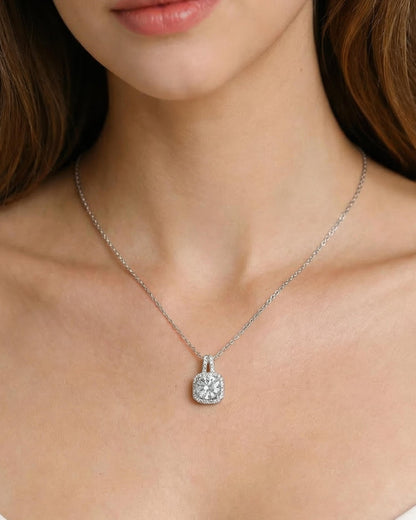 Round Halo Pendant Necklace