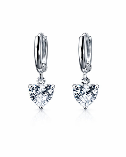 Heart Drop Huggie Hoop Earrings