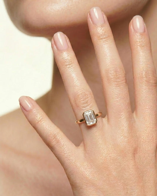 Celeste Bezel Emerald Ring