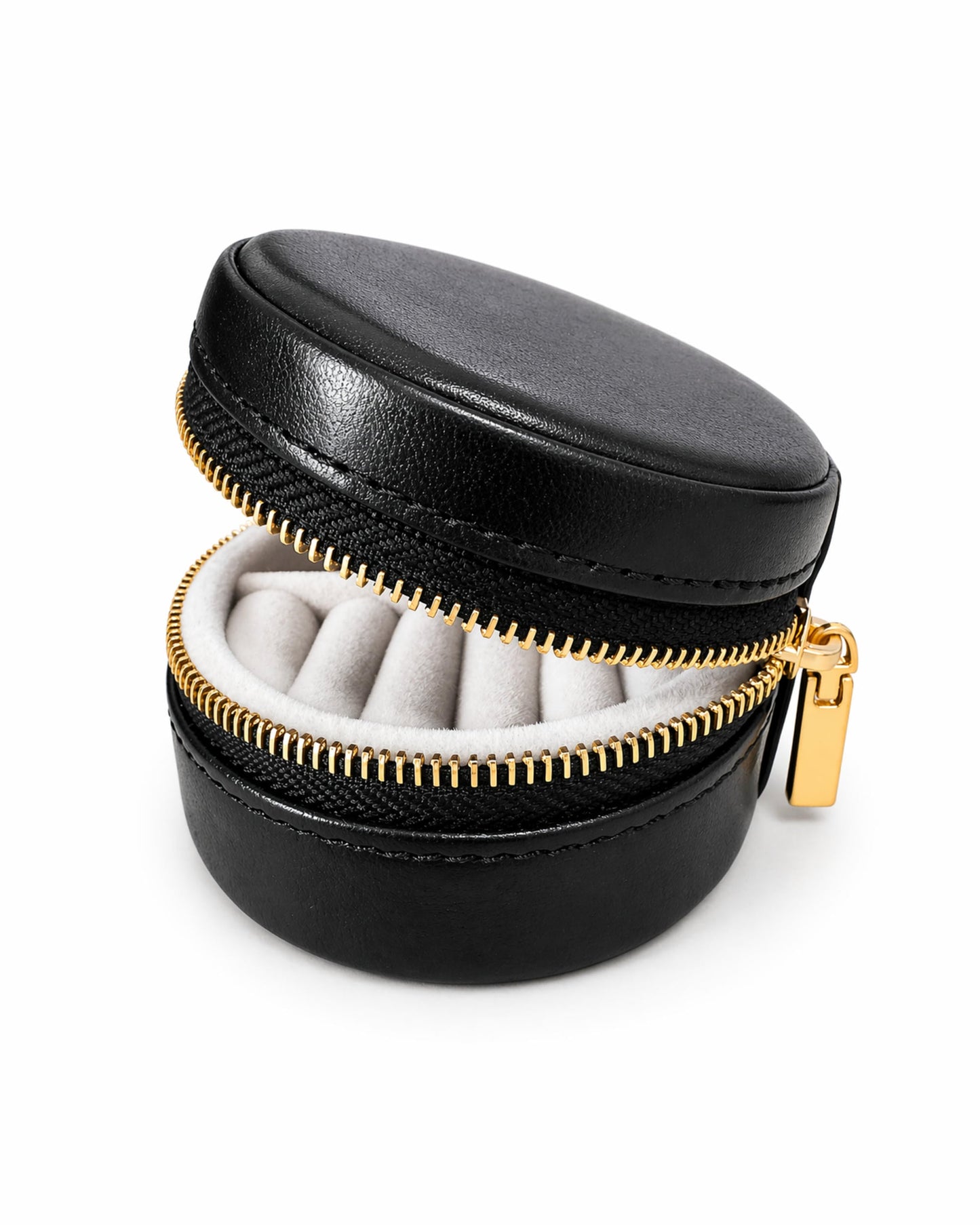 Noir Round Travel Jewelry Case