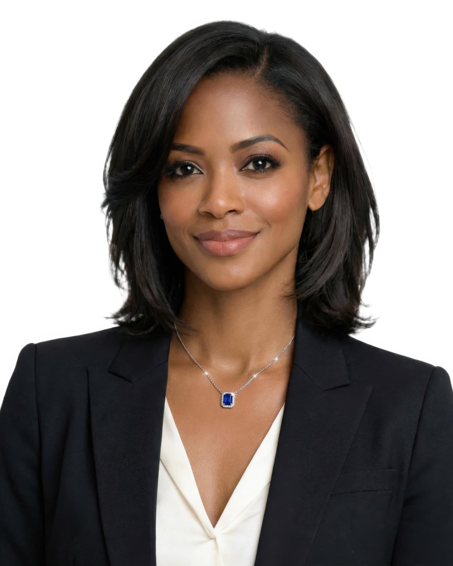 Regal Emerald-Cut Halo Necklace