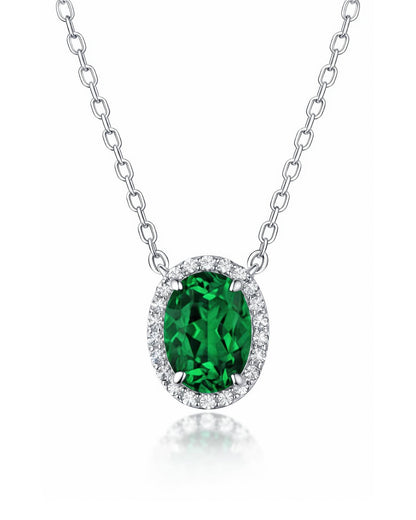 Regal Oval Halo Necklace