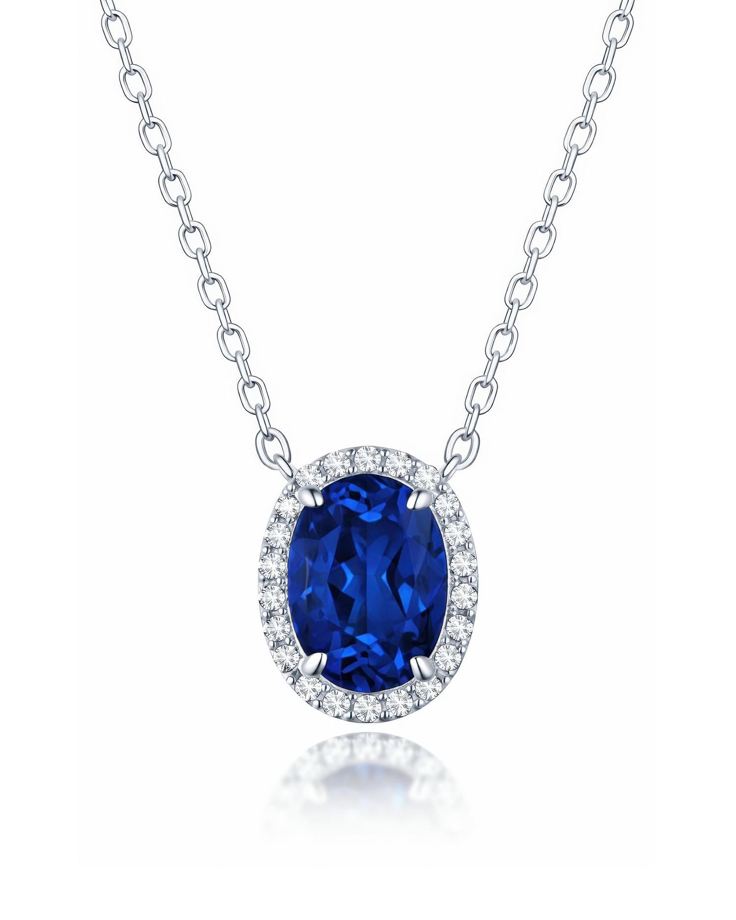 Regal Oval Halo Necklace