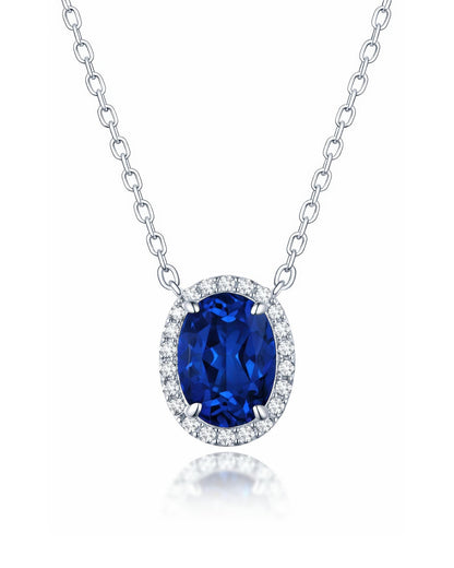 Regal Oval Halo Necklace