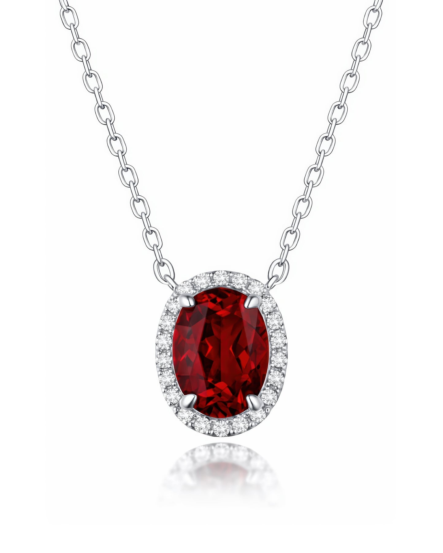 Regal Oval Halo Necklace