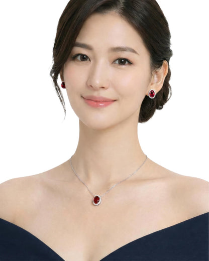 Regal Oval Halo Necklace