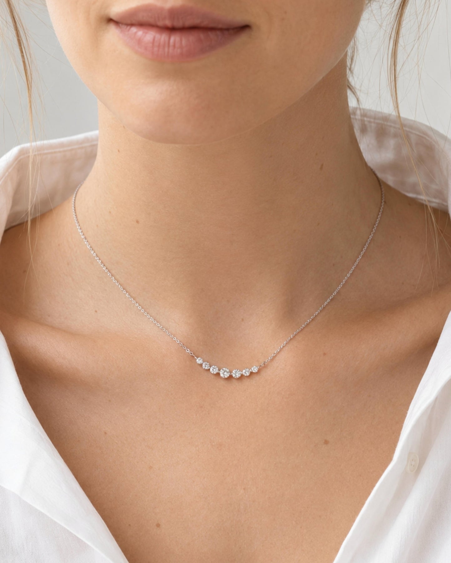 Amelie Graduated Diamond Smile Necklace
