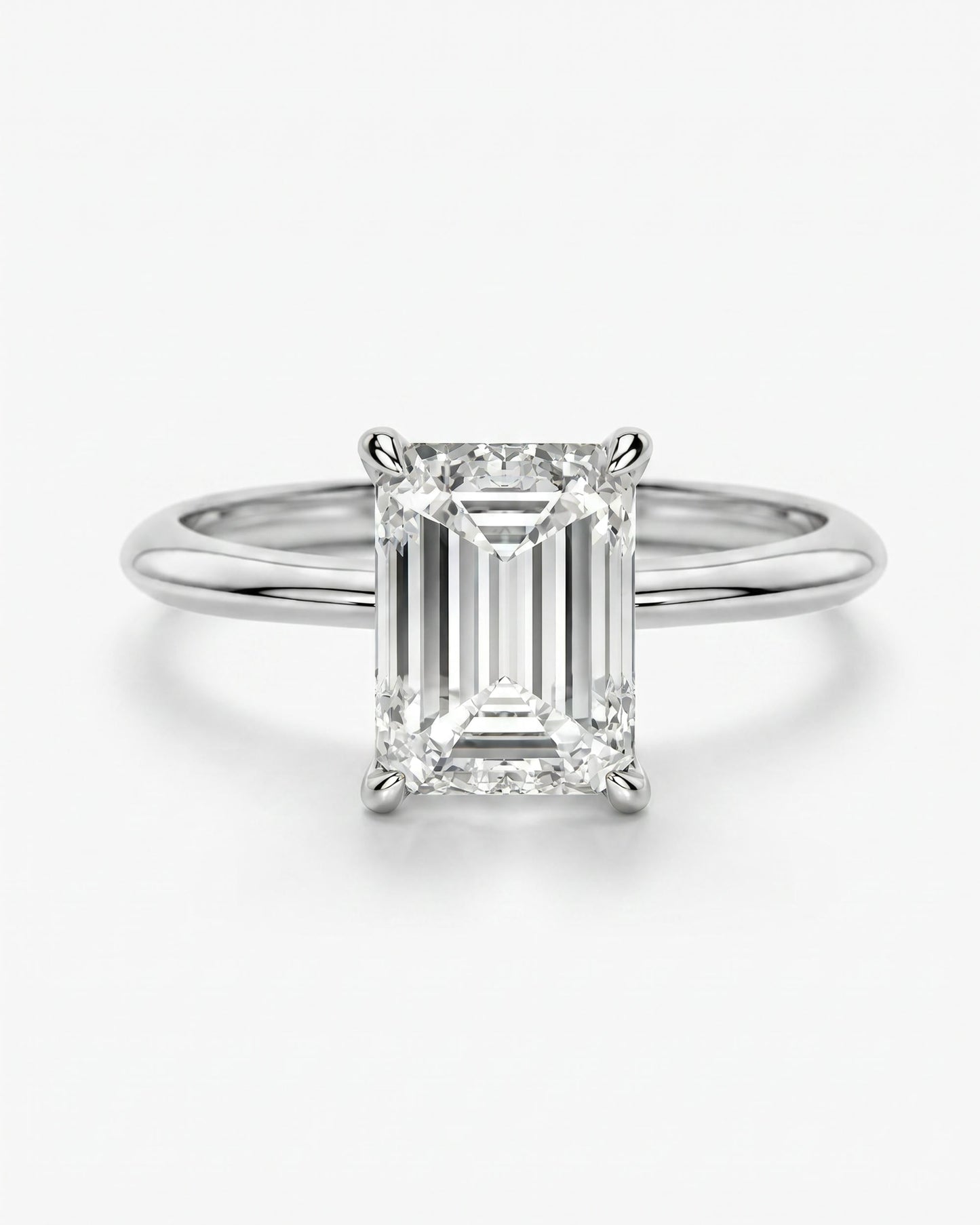 Lumina Solitaire Emerald Ring Silver