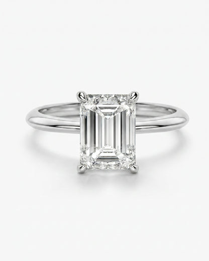 Lumina Solitaire Emerald Ring Silver