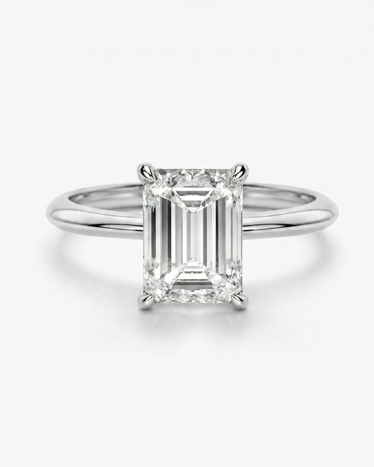 Lumina Solitaire Emerald Ring Silver