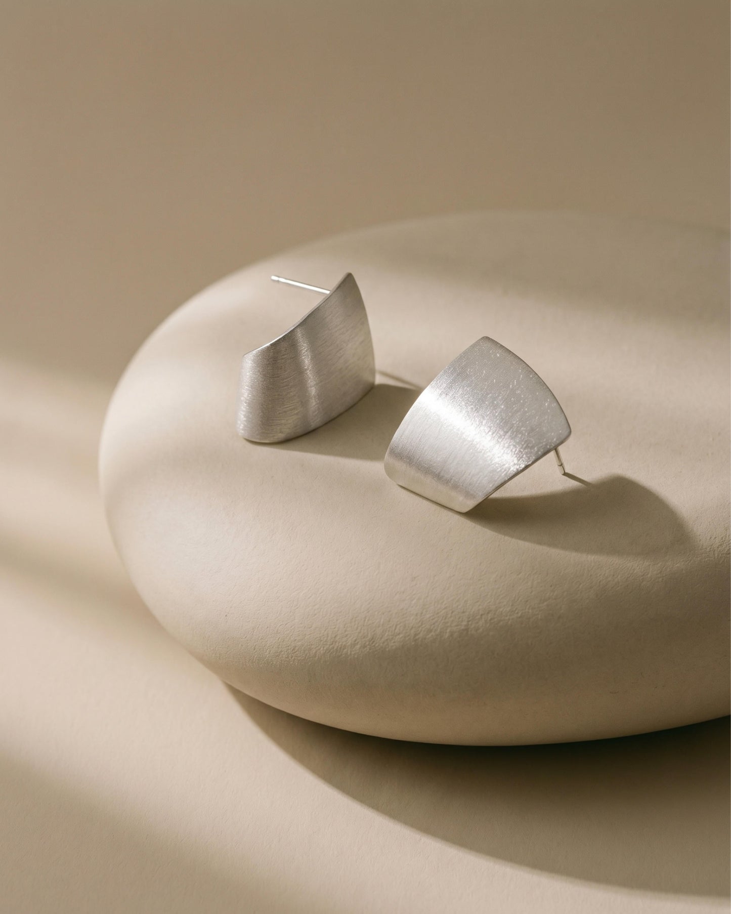 Brushed Arc Stud Earrings