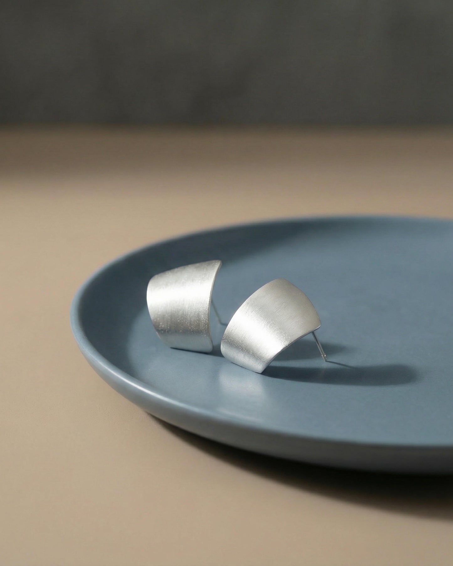 Brushed Arc Stud Earrings