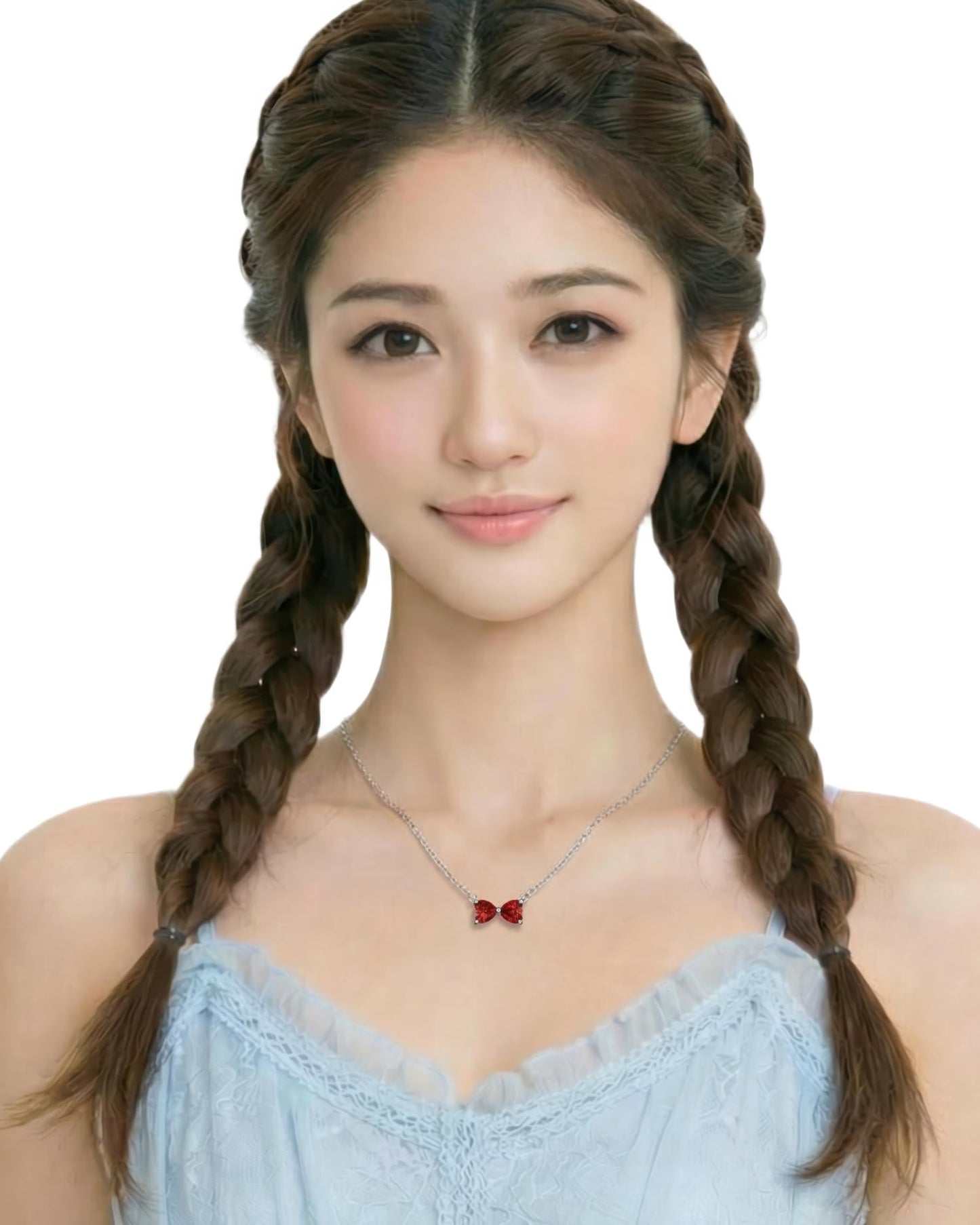 Crimson Duet Bow Necklace
