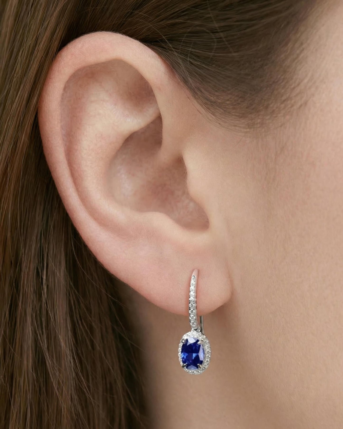 Regal Oval Halo Drop Earrings