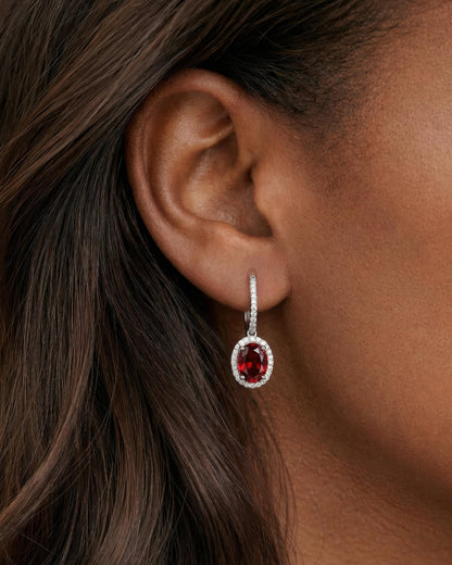 Regal Oval Halo Drop Earrings