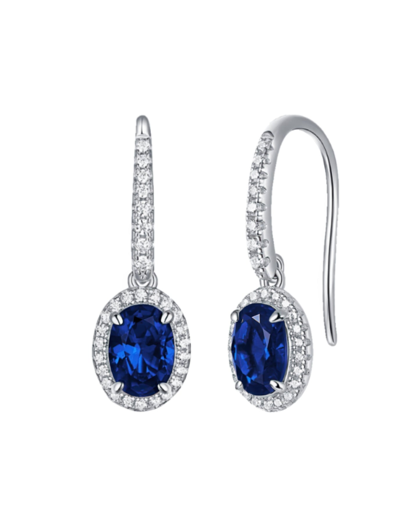 Regal Oval Halo Drop Earrings