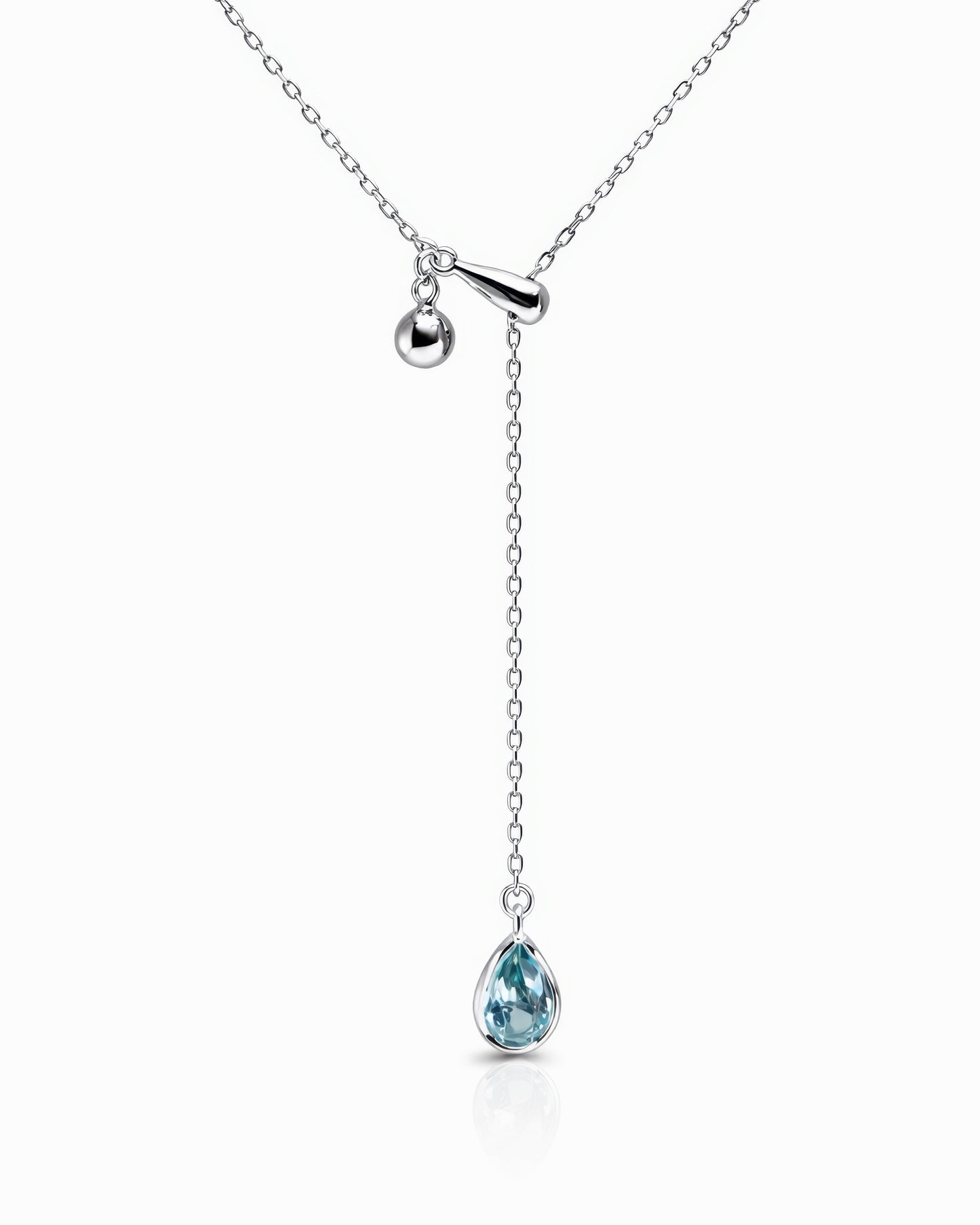 Blue Teardrop Lariat Necklace