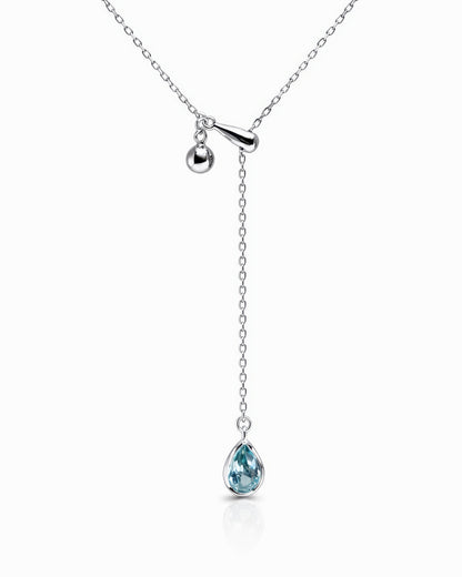 Blue Teardrop Lariat Necklace