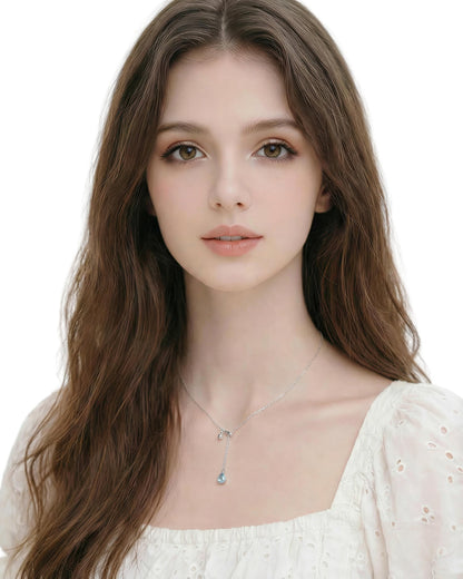 Blue Teardrop Lariat Necklace