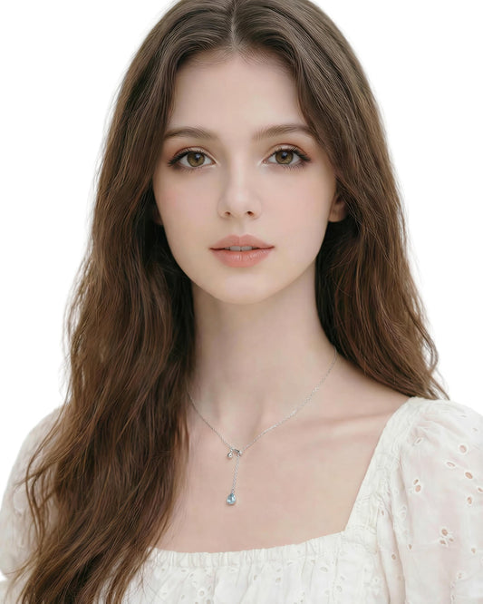 Collar Lariat Lágrima Azul