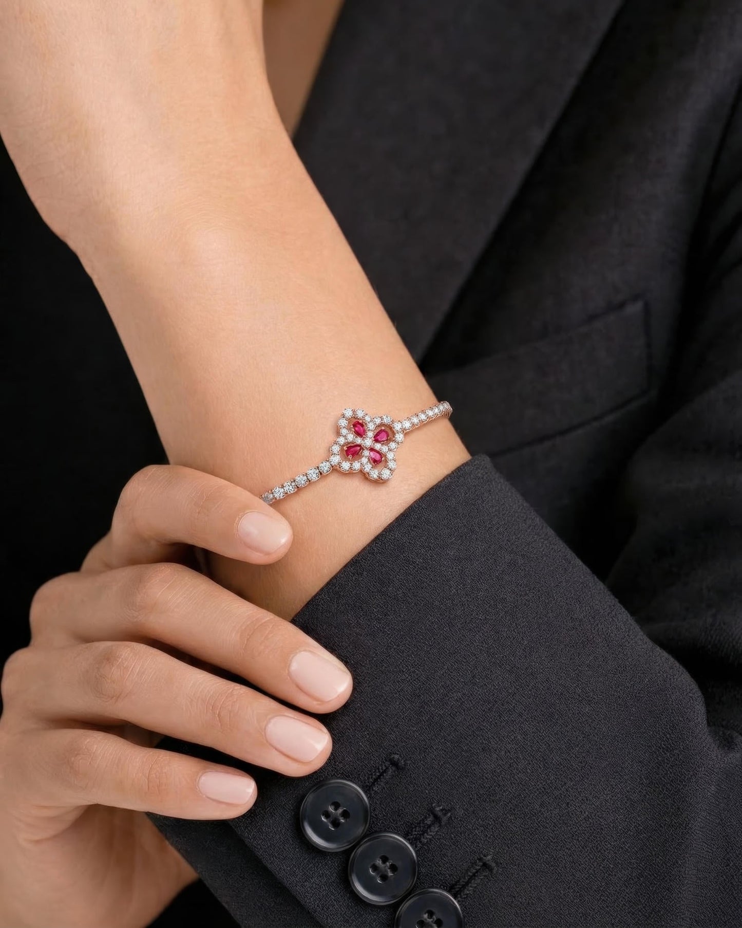 Royal Ruby Blossom Tennis Bracelet