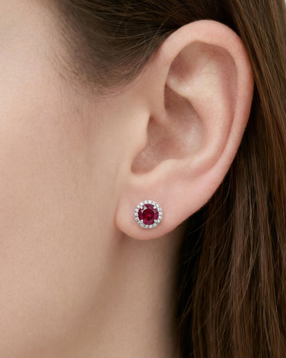 Regal Round Halo Stud Earrings
