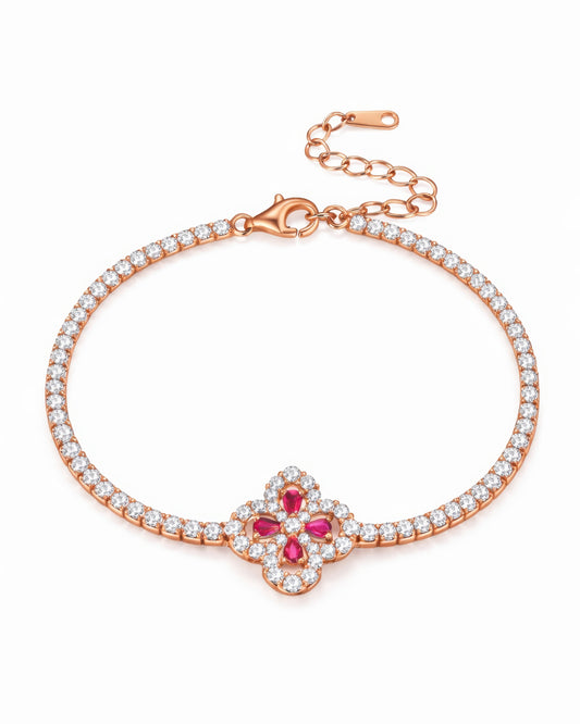 Pulsera de tenis Royal Ruby Blossom