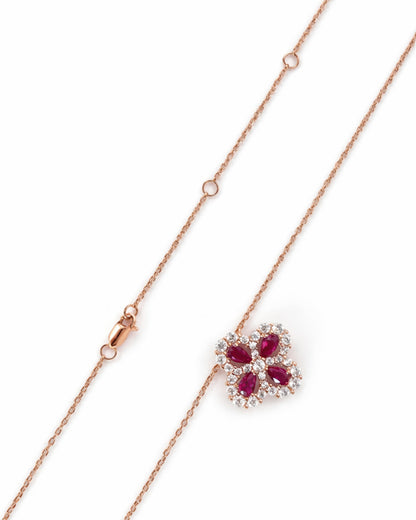 Royal Ruby Blossom Pendant Necklace