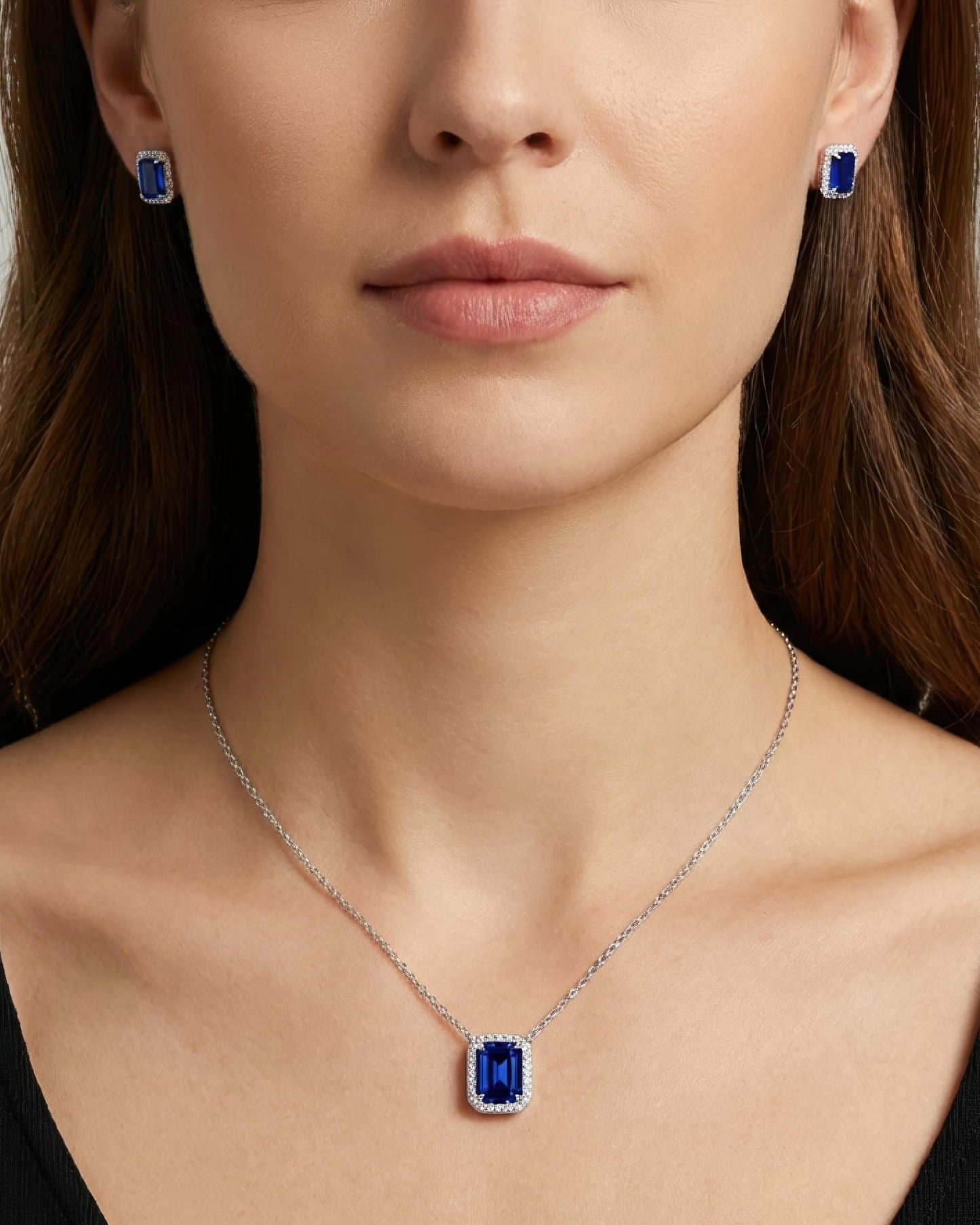 Regal Emerald-Cut Halo Stud Earrings