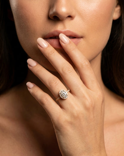 Sera Halo Oval Pavé Ring