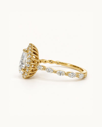 Sera Pear Halo Marquise-Detail Ring