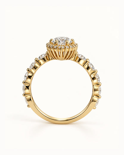 Sera Pear Halo Marquise-Detail Ring